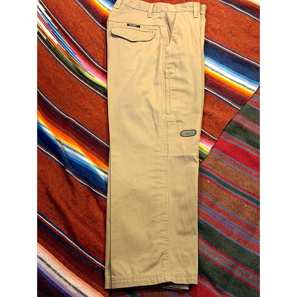Levis Khakis Silver Tab Long Pants Logo Knee Size L-14 Waist 26